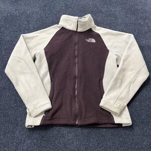 The North Face Jacket Womens Medium Purple Cream Fleece Full Zip Colorblock